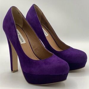 Womens Steve Madden Beasst Purple Suede Platform Pumps Heels y2k, sz 6.5M